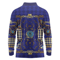 Zodiac Signs Long Sleeve Polo Shirt The Water Element Baroque Clubs Card