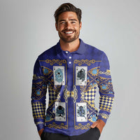 Zodiac Signs Long Sleeve Polo Shirt The Water Element Baroque Clubs Card
