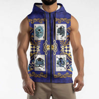 Zodiac Signs Sleeveless Zip Hoodie The Water Element Baroque Clubs Card