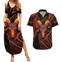 Custom Aries Zodiac Couples Matching Summer Maxi Dress and Hawaiian Shirt With Bold Triangle