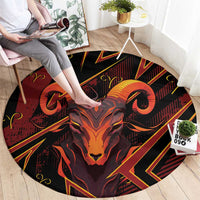 Aries Zodiac Round Carpet With Bold Triangle