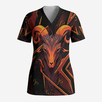 Custom Aries Zodiac Scrub Top With Bold Triangle