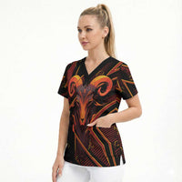 Custom Aries Zodiac Scrub Top With Bold Triangle