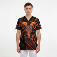 Custom Aries Zodiac Scrub Top With Bold Triangle