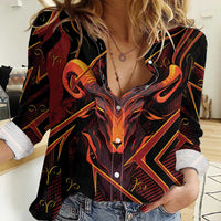 Custom Aries Zodiac Women Casual Shirt With Bold Triangle