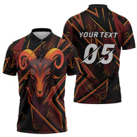 Custom Aries Zodiac Zipper Polo Shirt With Bold Triangle