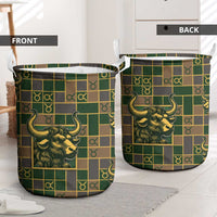 Taurus Zodiac Laundry Basket Checkered Pattern