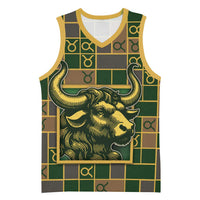 Custom Taurus Zodiac Basketball Jersey Checkered Pattern