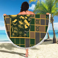 Taurus Zodiac Beach Blanket Checkered Pattern