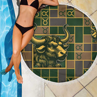 Taurus Zodiac Beach Blanket Checkered Pattern