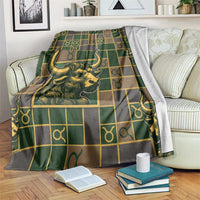 Taurus Zodiac Blanket Checkered Pattern