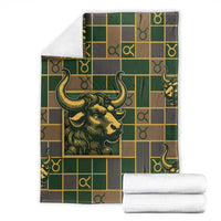 Taurus Zodiac Blanket Checkered Pattern