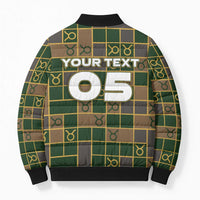 Custom Taurus Zodiac Bomber Puffer Jacket Checkered Pattern