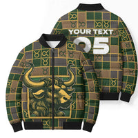 Custom Taurus Zodiac Bomber Puffer Jacket Checkered Pattern
