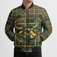 Custom Taurus Zodiac Bomber Puffer Jacket Checkered Pattern