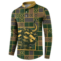 Custom Taurus Zodiac Button Sweatshirt Checkered Pattern
