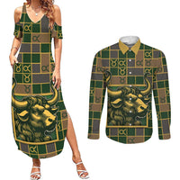 Custom Taurus Zodiac Couples Matching Summer Maxi Dress and Long Sleeve Button Shirt Checkered Pattern