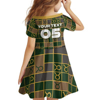 Custom Taurus Zodiac Kid Short Sleeve Dress Checkered Pattern