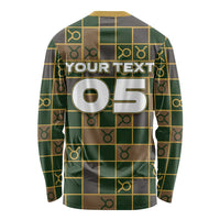 Custom Taurus Zodiac Long Sleeve Shirt Checkered Pattern
