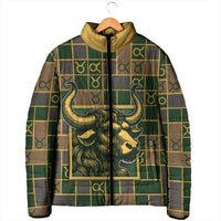 Custom Taurus Zodiac Padded Jacket Checkered Pattern