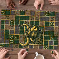Taurus Zodiac Puzzle Checkered Pattern
