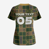 Custom Taurus Zodiac Scrub Top Checkered Pattern