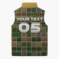 Custom Taurus Zodiac Sleeveless Puffer Jacket Checkered Pattern