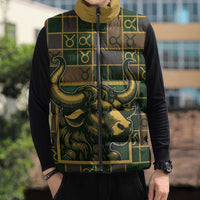 Custom Taurus Zodiac Sleeveless Puffer Jacket Checkered Pattern