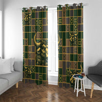 Taurus Zodiac Window Curtain Checkered Pattern