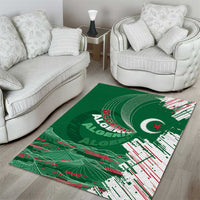 Algeria Football Area Rug Glitch Effect Desert Lines And Star Crescent