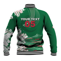 Custom Algeria Football Baseball Jacket Glitch Effect Desert Lines And Star Crescent