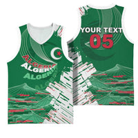 Custom Algeria Football Basketball Jersey Glitch Effect Desert Lines And Star Crescent
