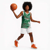 Custom Algeria Football Basketball Jersey Glitch Effect Desert Lines And Star Crescent