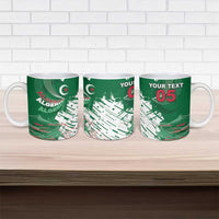 Custom Algeria Football Ceramic Mug Glitch Effect Desert Lines And Star Crescent