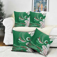 Algeria Football Pillow Cover Glitch Effect Desert Lines And Star Crescent