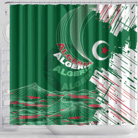 Algeria Football Shower Curtain Glitch Effect Desert Lines And Star Crescent