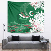 Algeria Football Tapestry Glitch Effect Desert Lines And Star Crescent