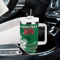 Custom Algeria Football Tumbler With Handle Glitch Effect Desert Lines And Star Crescent