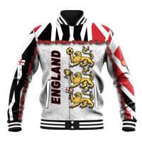 Custom England Football Baseball Jacket Gold Lions And Minimalist Floral