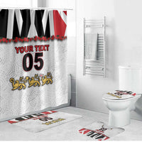 Custom England Football Bathroom Set Gold Lions And Minimalist Floral