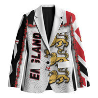 Custom England Football Blazer Gold Lions And Minimalist Floral