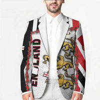 Custom England Football Blazer Gold Lions And Minimalist Floral