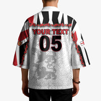 Custom England Football Kimono Gold Lions And Minimalist Floral