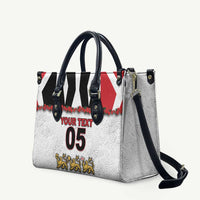 Custom England Football Leather Bag Gold Lions And Minimalist Floral