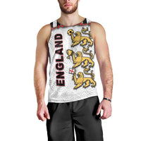 Custom England Football Men Tank Top Gold Lions And Minimalist Floral