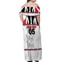 Custom England Football Off Shoulder Maxi Dress Gold Lions And Minimalist Floral