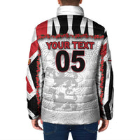 Custom England Football Padded Jacket Gold Lions And Minimalist Floral
