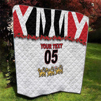 Custom England Football Quilt Gold Lions And Minimalist Floral