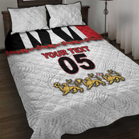 Custom England Football Quilt Bed Set Gold Lions And Minimalist Floral
