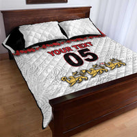 Custom England Football Quilt Bed Set Gold Lions And Minimalist Floral